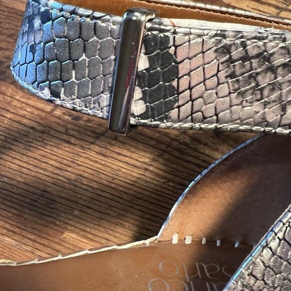 Franco Sarto Clemens Sandals Size 8 Wedge Platform Espadrille Silver Snakeskin - Picture 14 of 16
